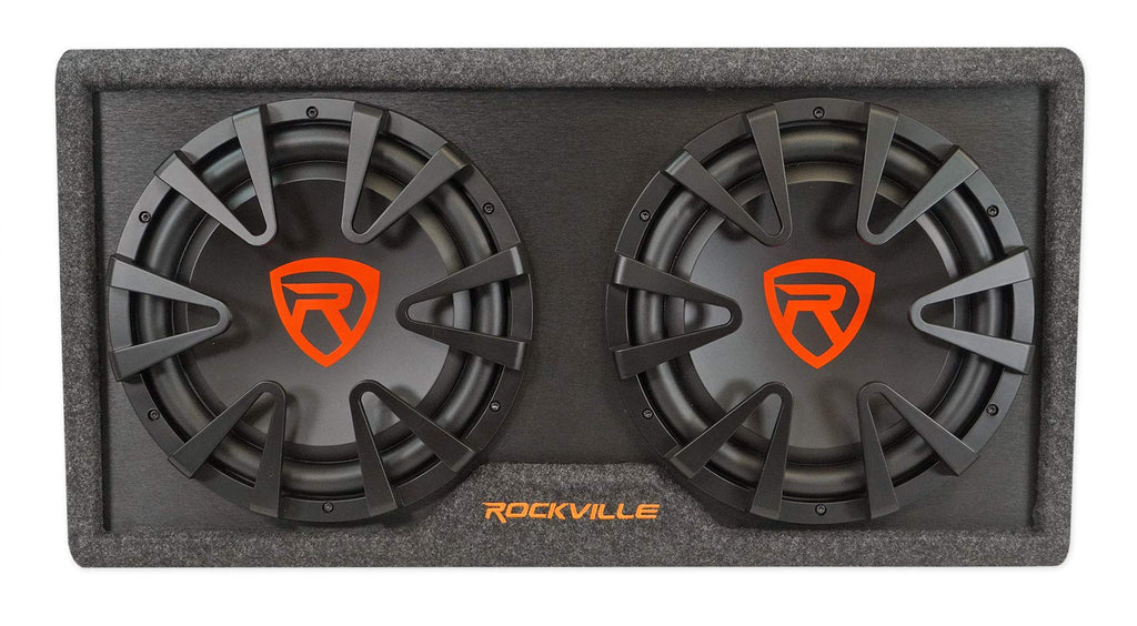 Dual 12" Slim Vented Powered Car Subwoofer Enclosure M490