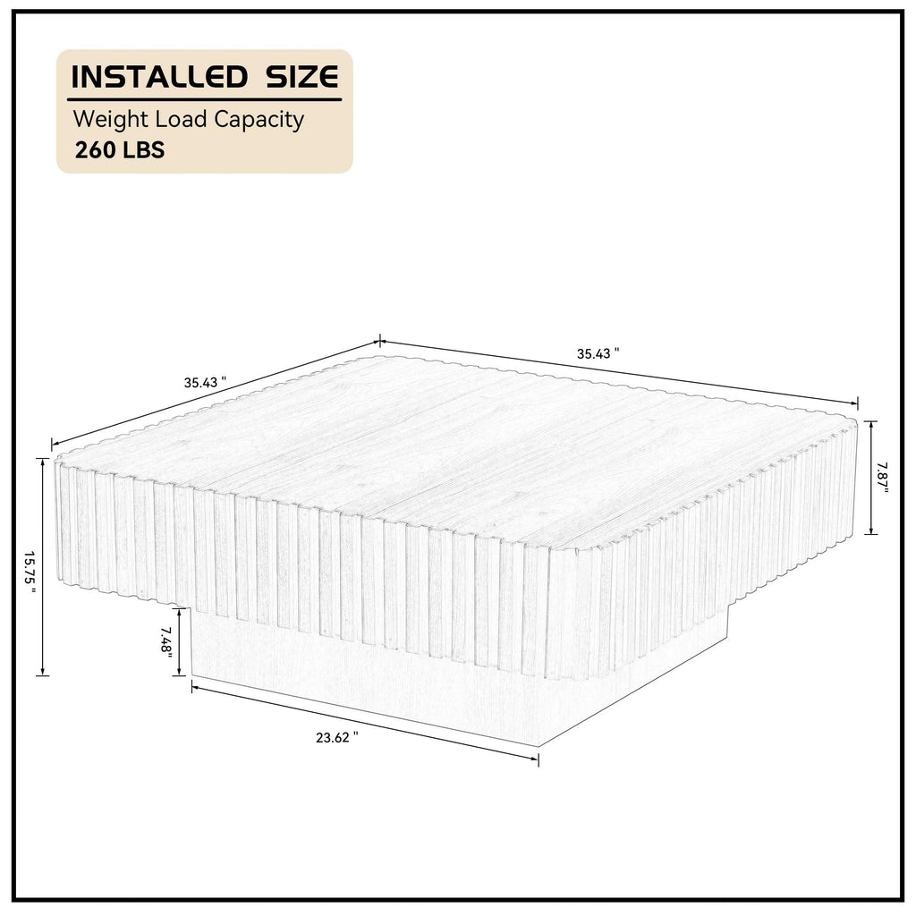 35.43" Square Wood Coffee Table M3977