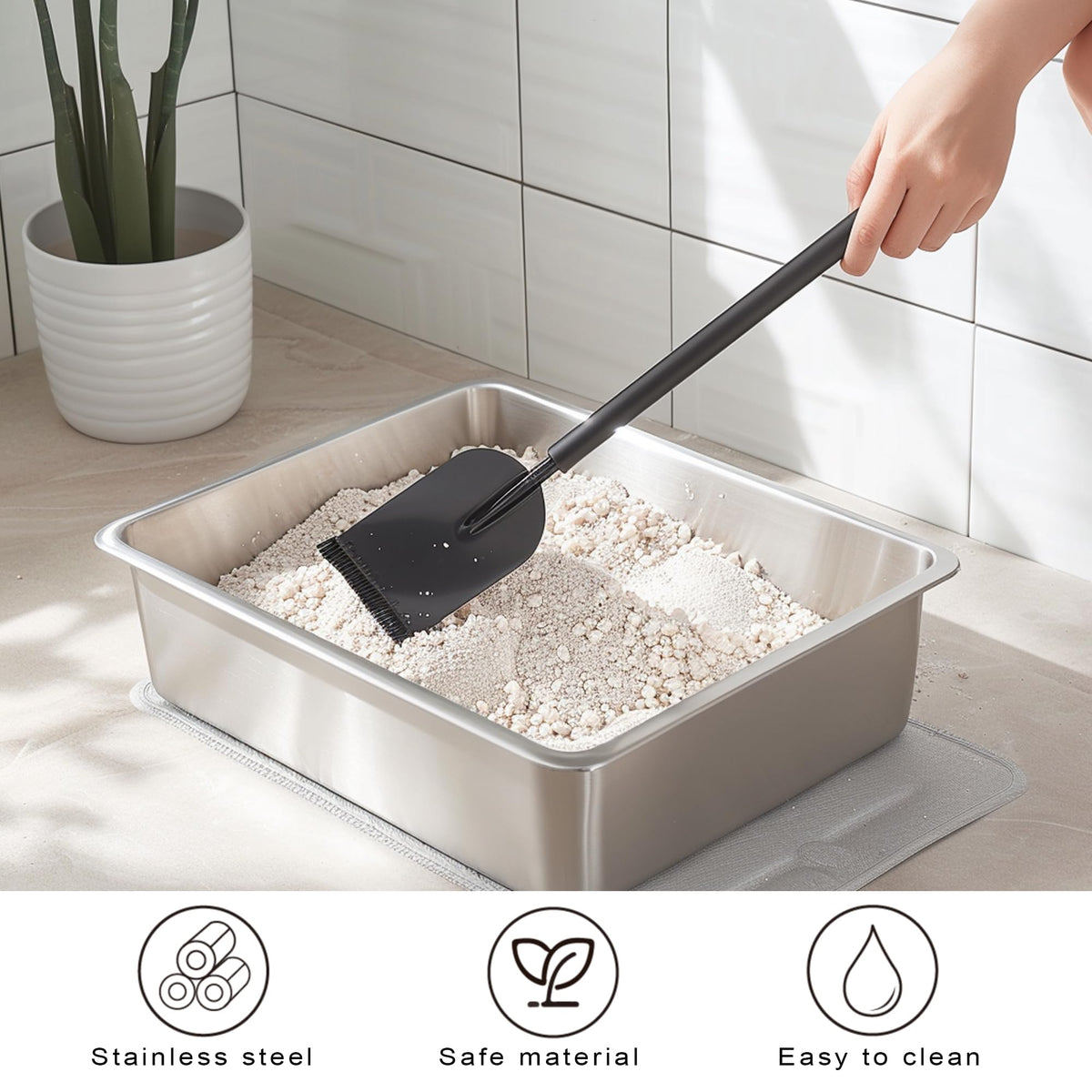 Large Stainless Steel Cat Litter Box H865