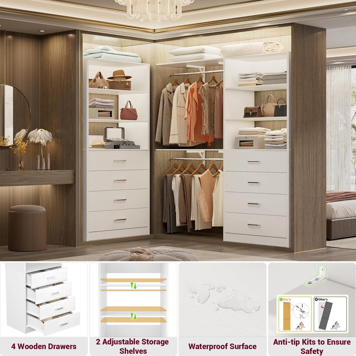 Wood Closet Organizer with 4 Drawers A9693