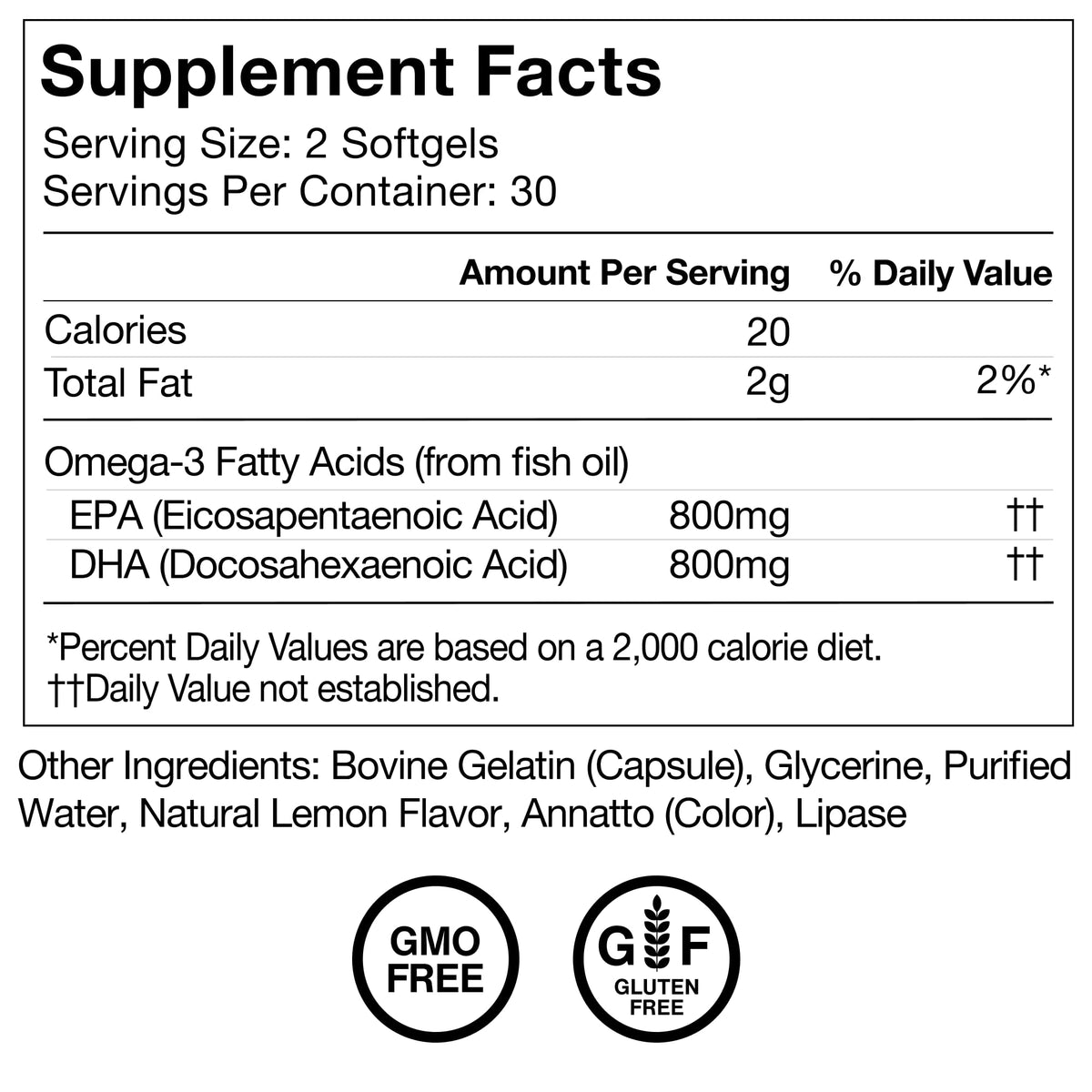 Omega-3 Fish Oil EPA & DHA 1,600mg Supplement Y298