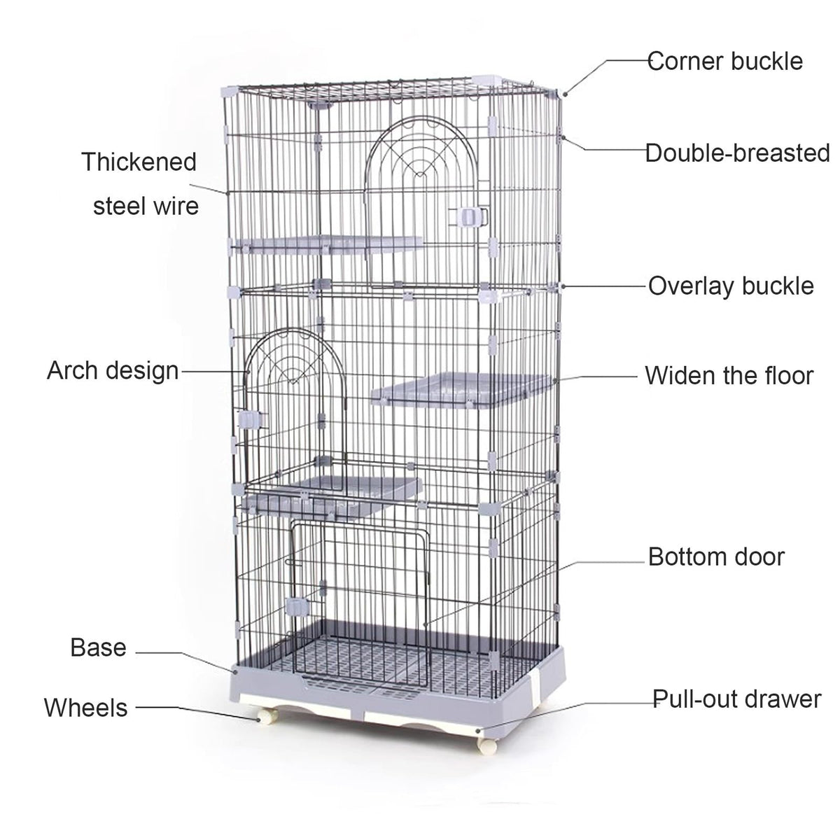 Foldable 4 Tier Detachable Cat Cage with Hammock P2024