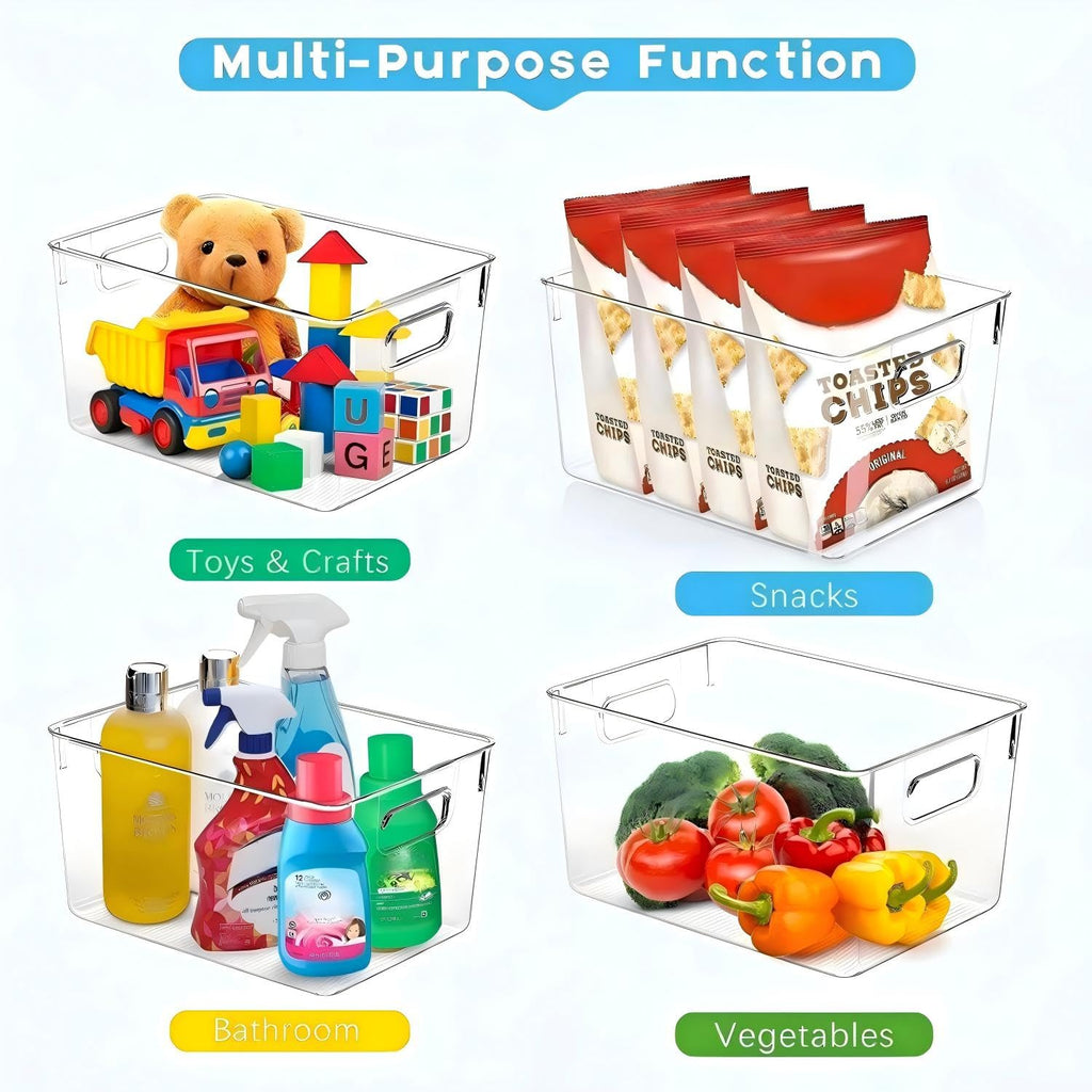 Set of 8 Clear Plastic Stackable Storage Bins V237
