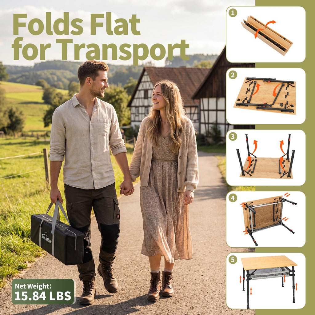 Bamboo Aluminum Folding Camping Table O490