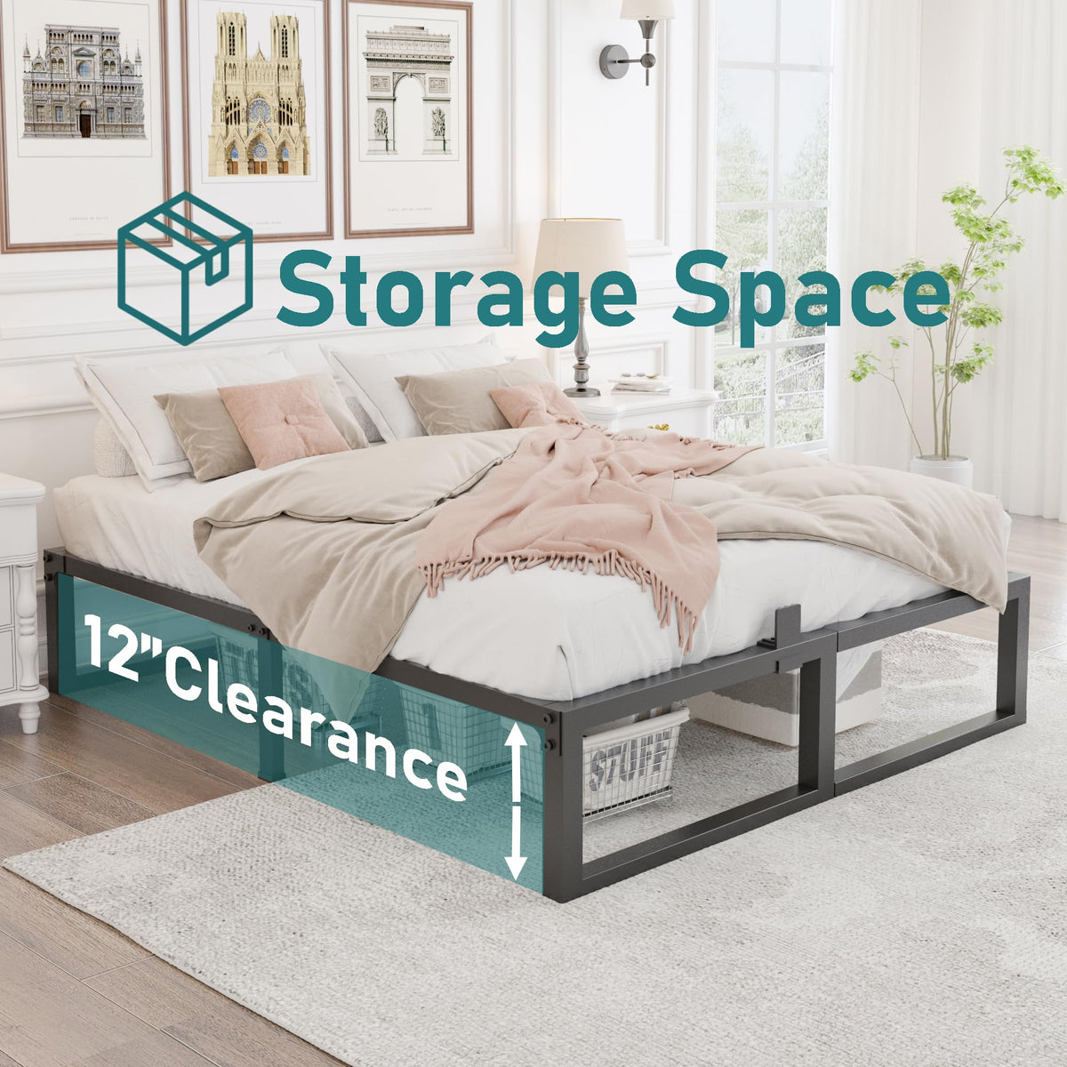 14 Inch Queen Heavy Duty Metal Platform Bed Frame O31143