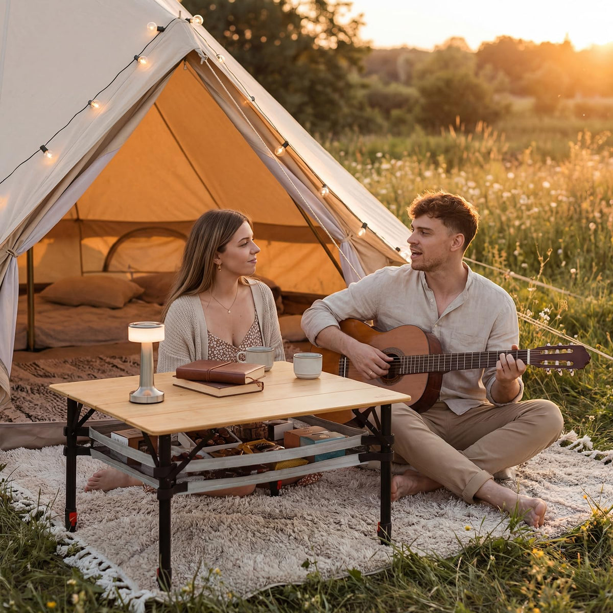 Bamboo Aluminum Folding Camping Table O490