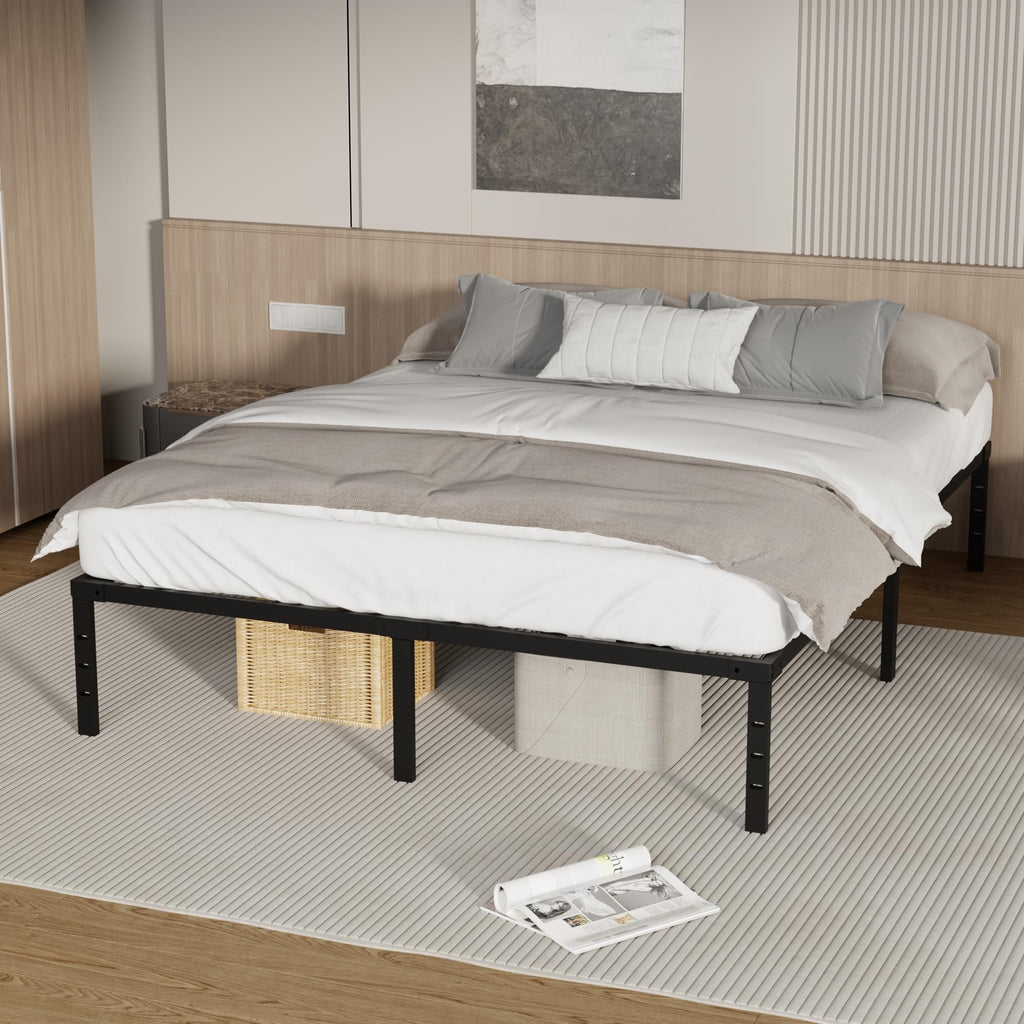 18 Inch Queen Size Metal Platform Bed Frame with Underbed Storage H770176