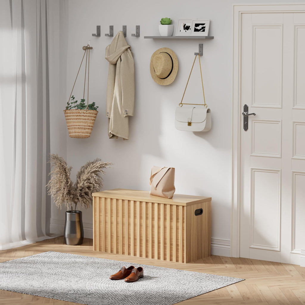 Wood Storage Bench with 2 Safety Hinges C72315