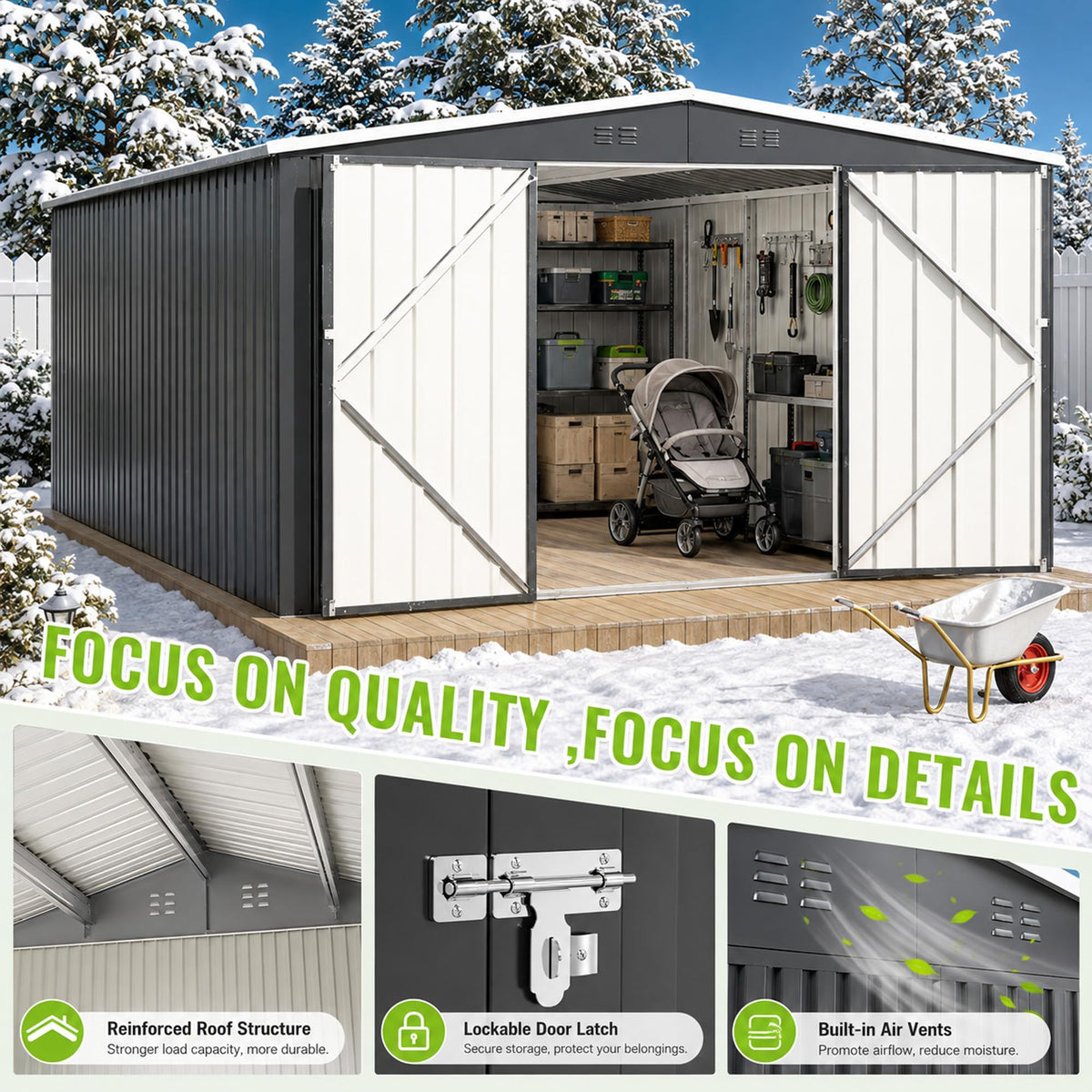 10x14 FT Metal Storage Shed O86763