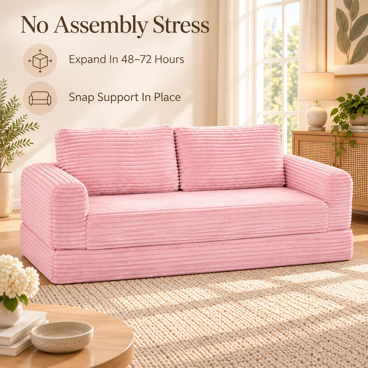 Pink Convertible Sofa Bed S894