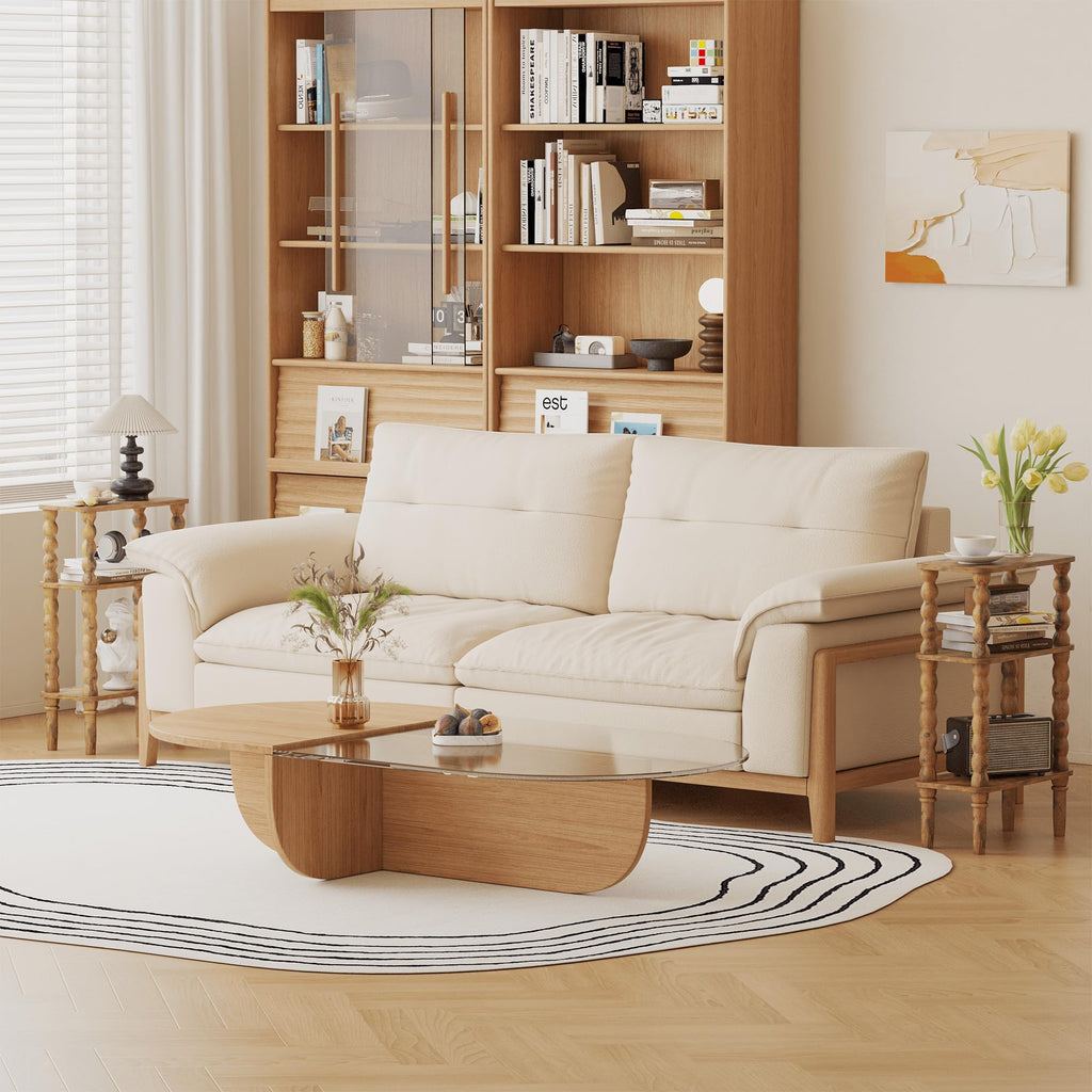 Side Table with Storage Shelf, 3-Tier Small Coffee Table V51325
