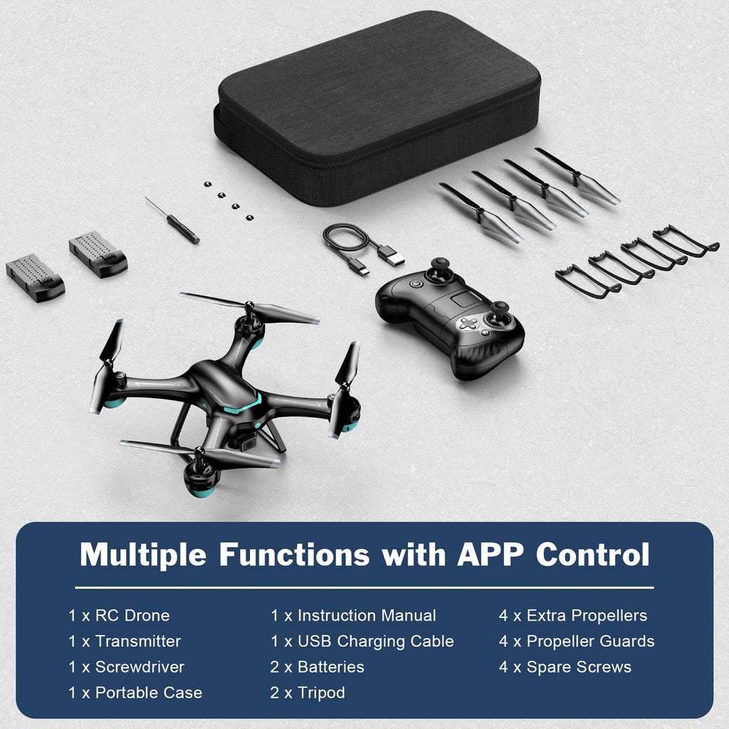 Black 1080P Camera Drone with 2 Batteries N7664