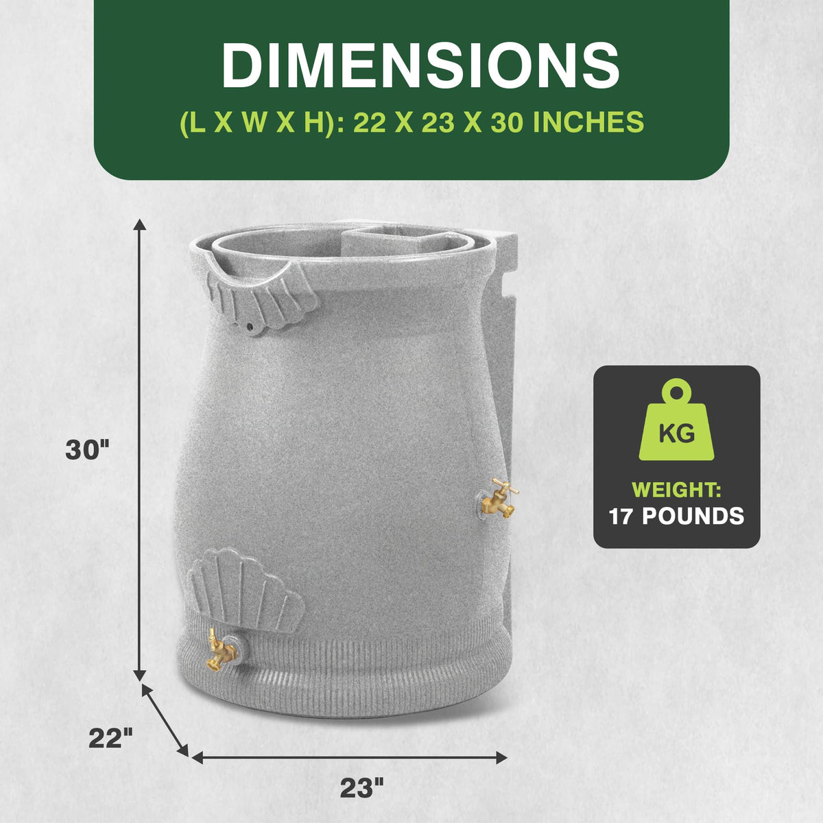 50 Gallon Urn Shaped Water Collection Barrel L772