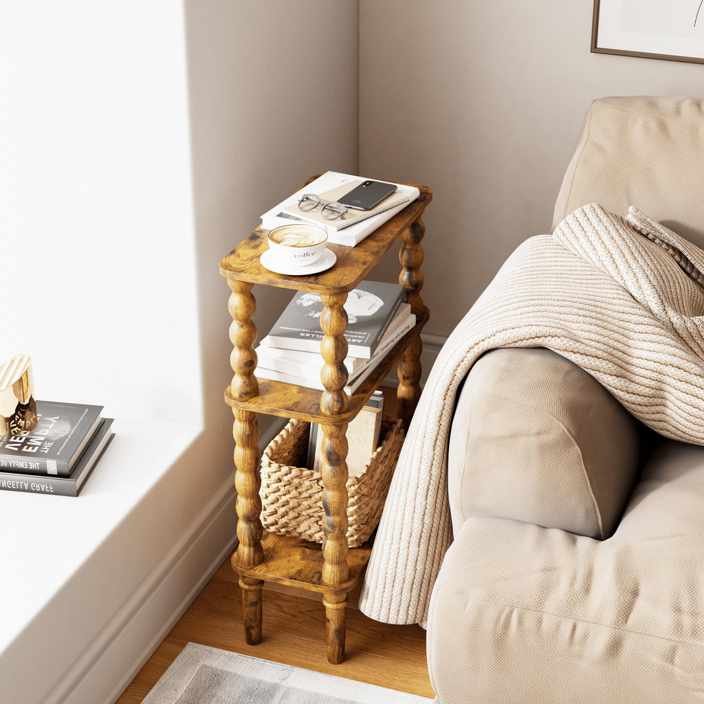Side Table with Storage Shelf, 3-Tier Small Coffee Table V51325