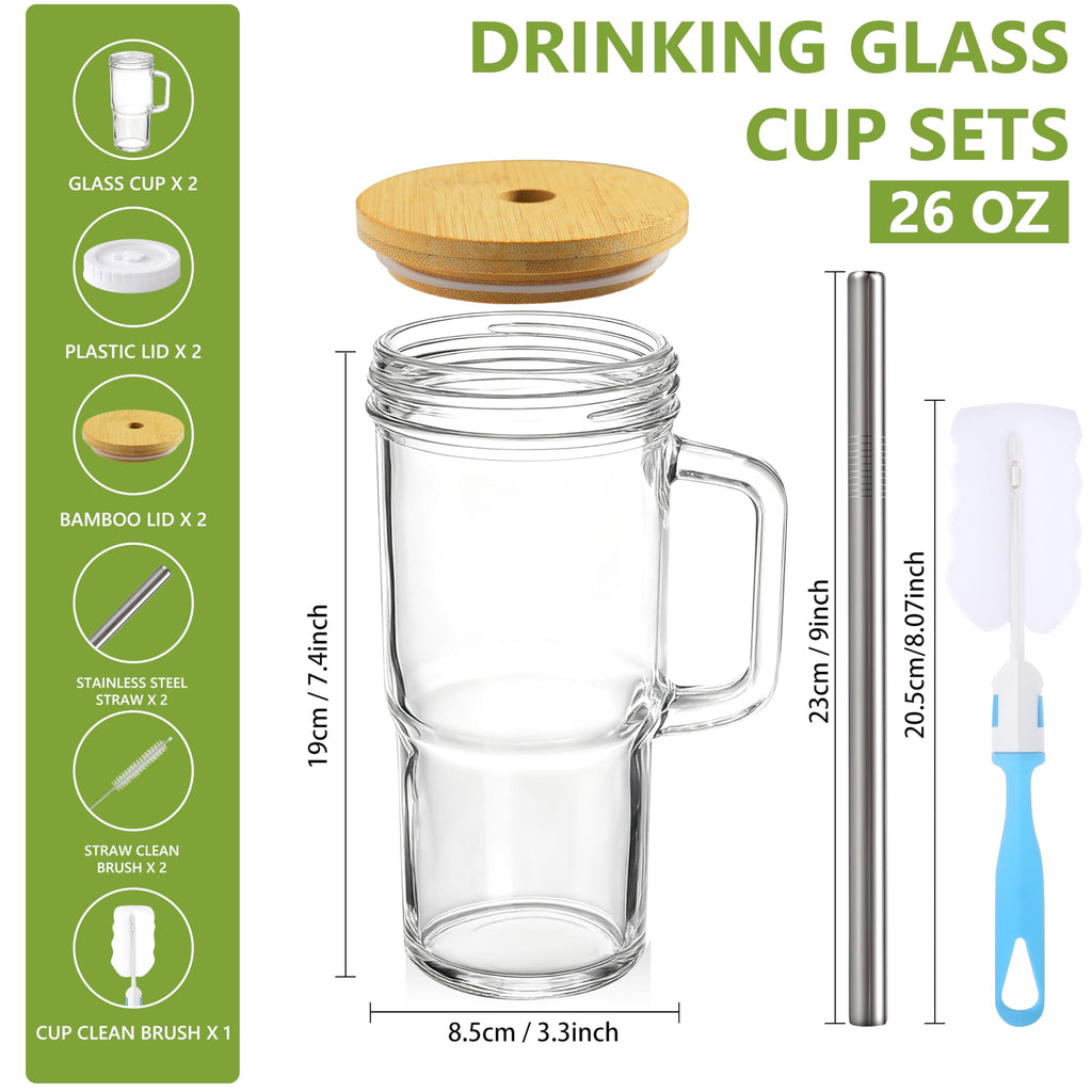 24oz Glass Tumbler with Lid & Straw 2-Pack J86925