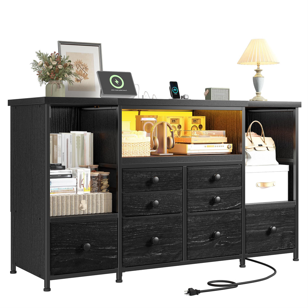 Modern LED Dresser with 8 Drawers E744
