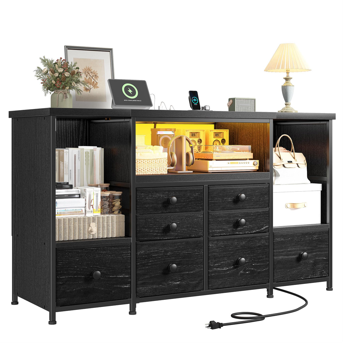 Modern LED Dresser with 8 Drawers E744