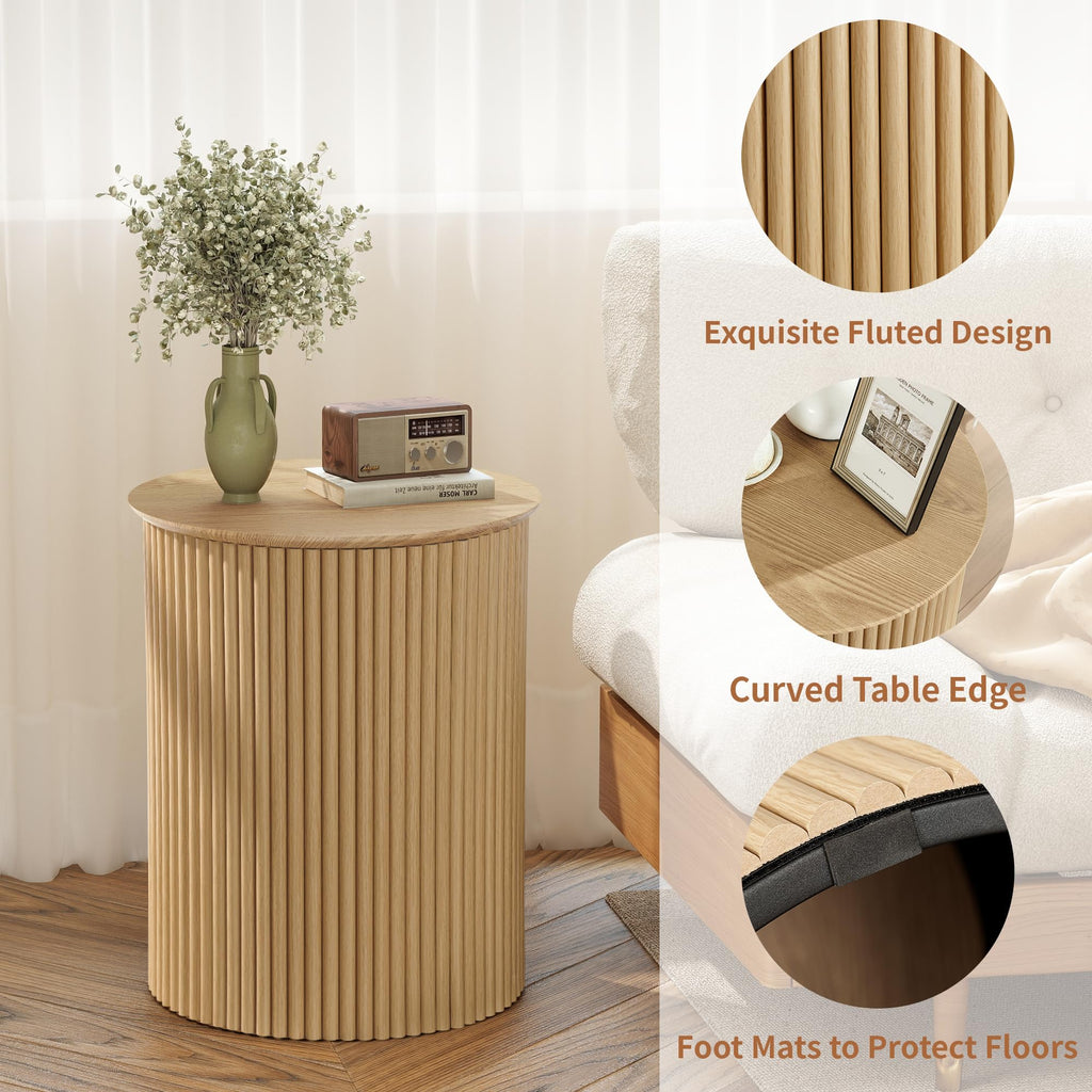 Small Round Wood Side Table Set of 2 R54163