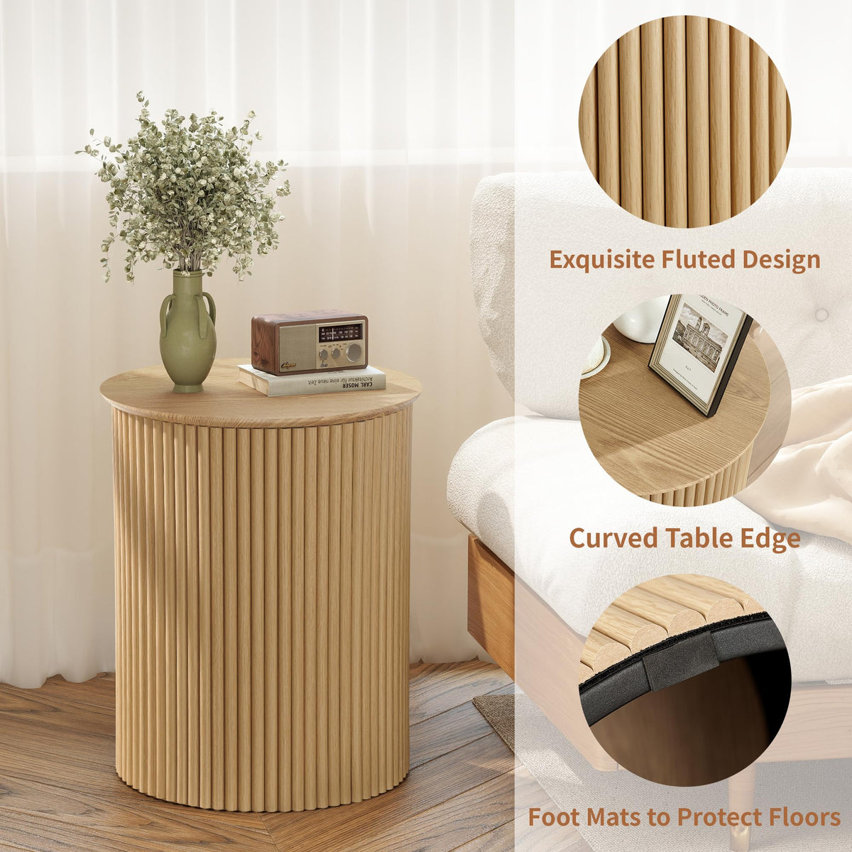 Small Round Wood Side Table Set of 2 R54163