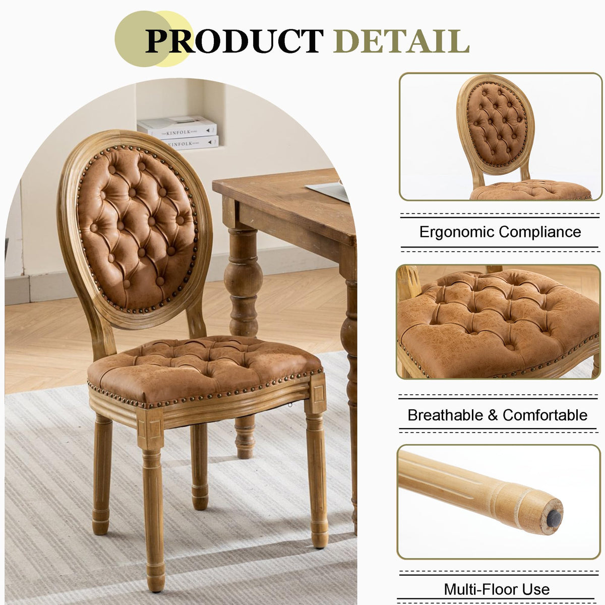 5-Piece Extendable Dining Set Walnut Table 4 PU Leather Chairs D16847