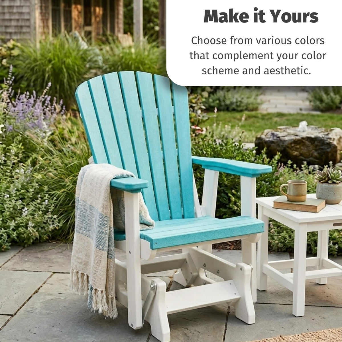 Tudor Brown Cedar Poly Adirondack Glider Outdoor Chair H724