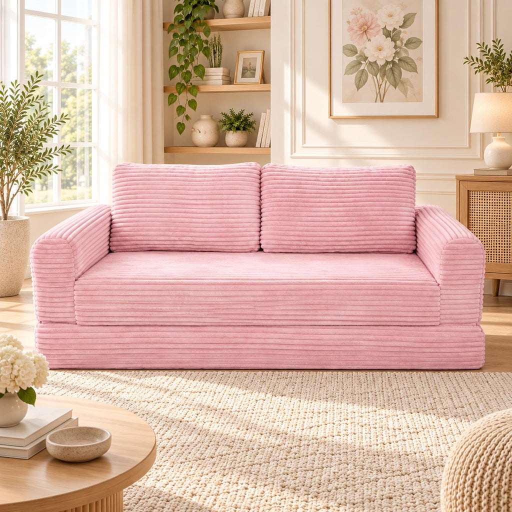 Pink Convertible Sofa Bed S894