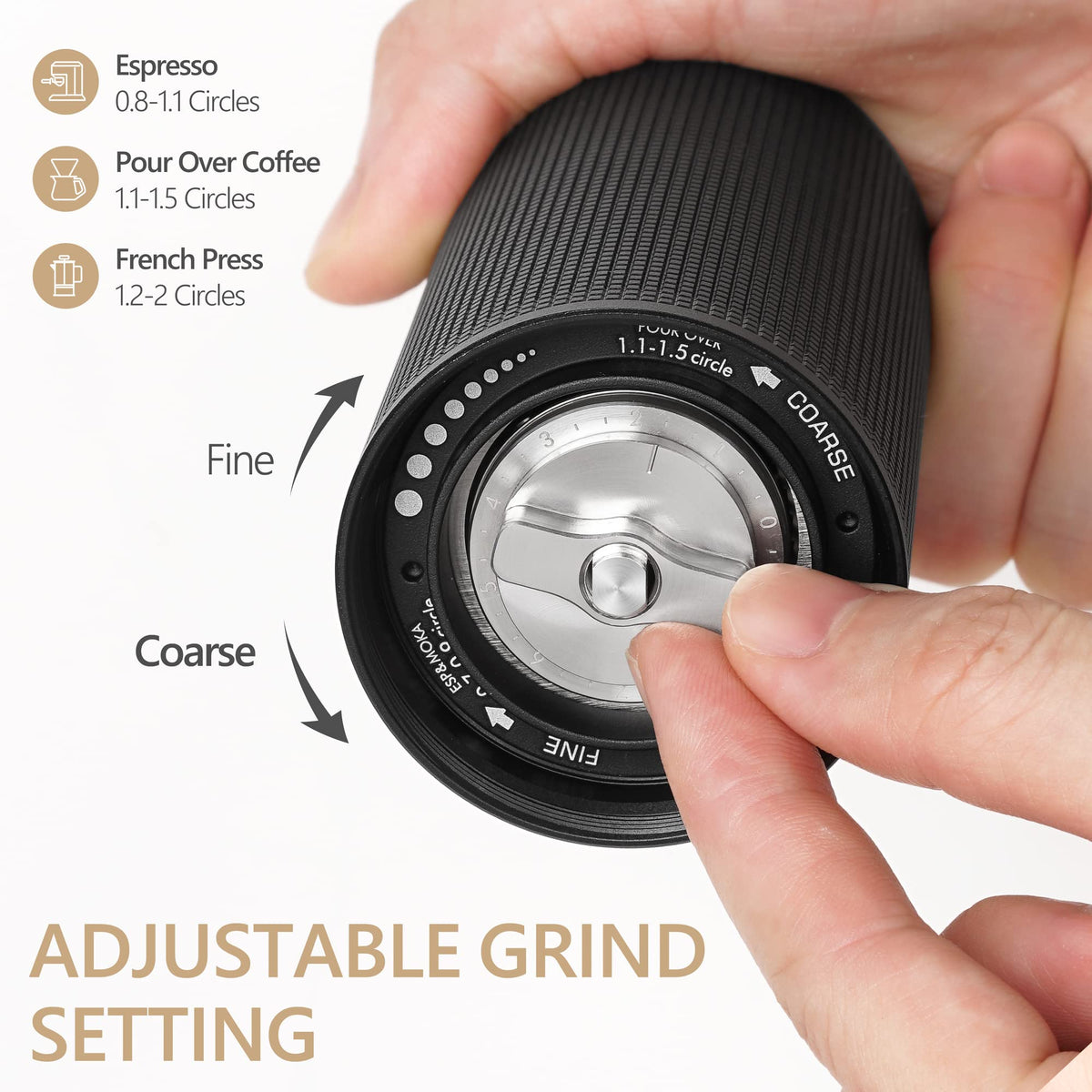 Manual Coffee Grinder with Adjustable Grind Setting Stainless Steel Conical Burr Z313