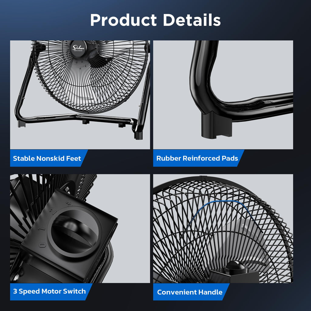 20 Inch 3-Speed Metal Industrial Floor Fans 2-Pack J140511