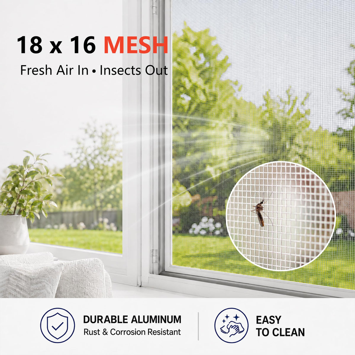Aluminum Window Screen Mesh Roll 48 in x 100 ft 18x16 Mesh G12383