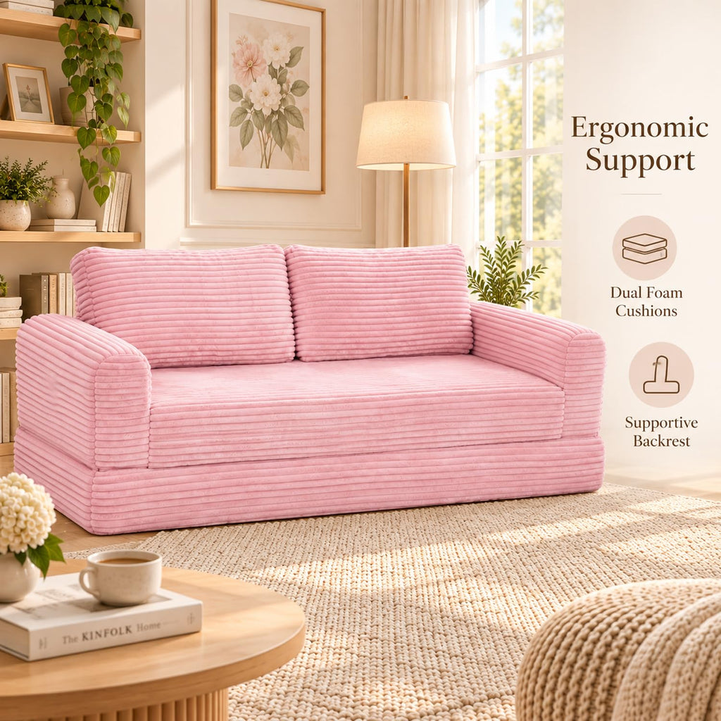 Pink Convertible Sofa Bed S894