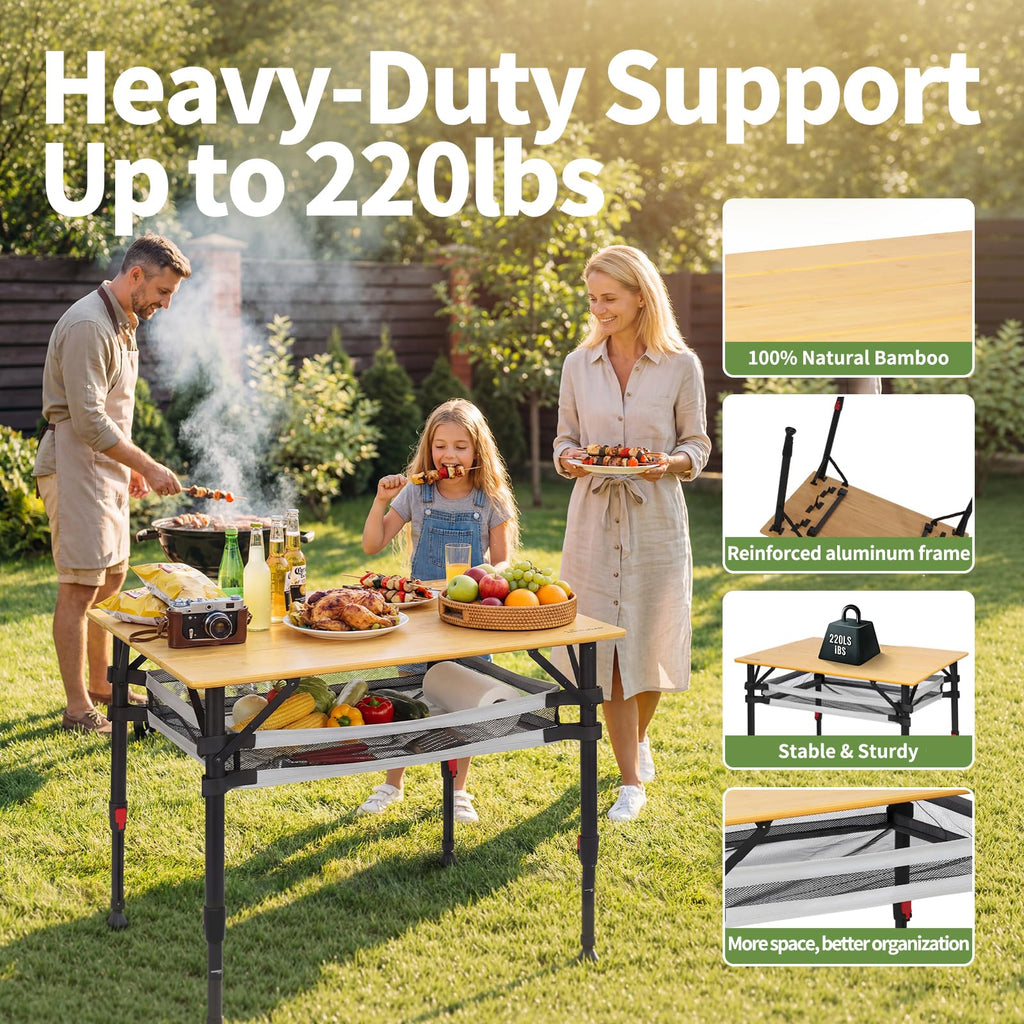 Bamboo Aluminum Folding Camping Table O490