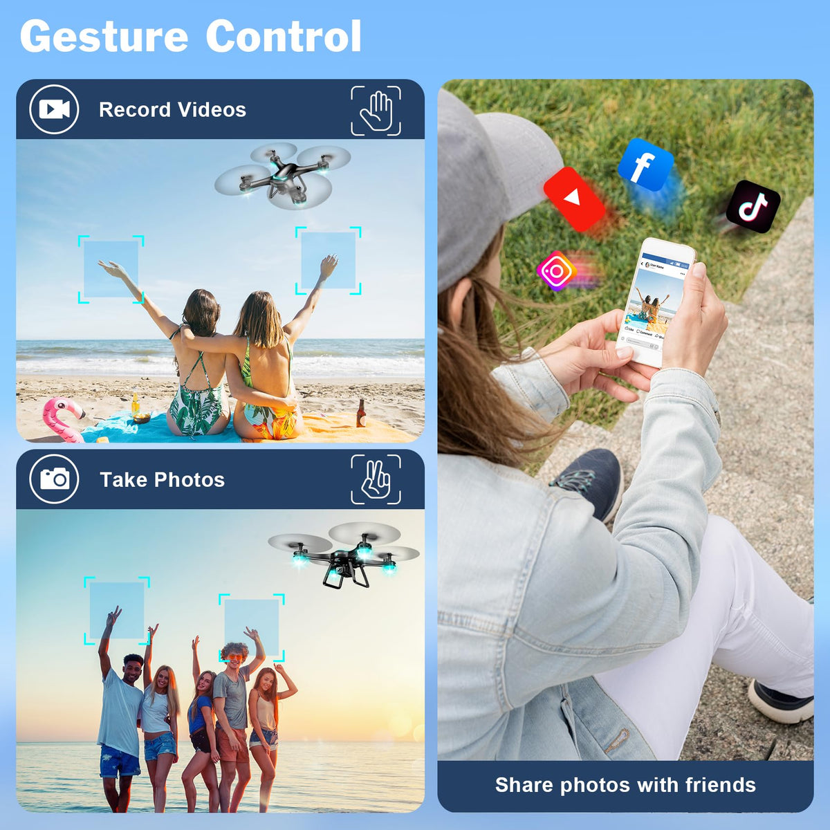 Black 1080P Camera Drone with 2 Batteries N7664