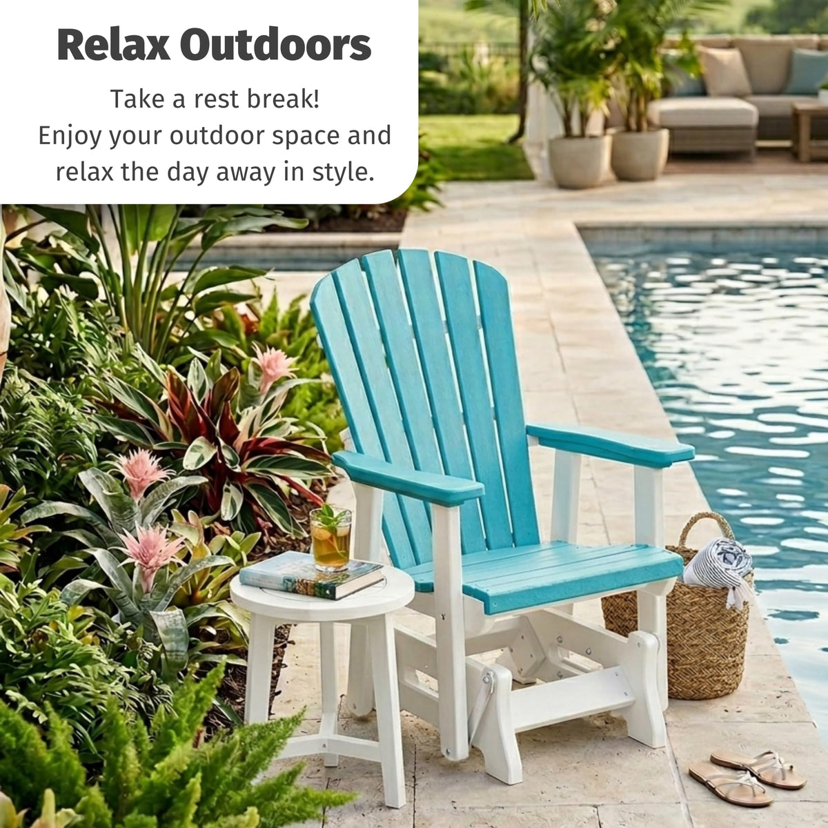 Tudor Brown Cedar Poly Adirondack Glider Outdoor Chair H724