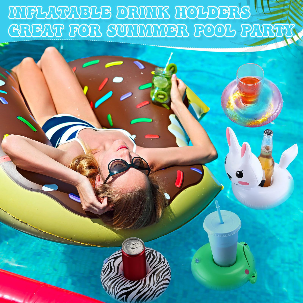 120 Pack Inflatable Drink Holder Pool Floats Z530