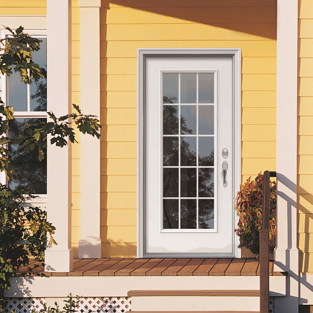 Steel Primed Left Hand In-Swing 15 Lite Clear Glass Front Door M904