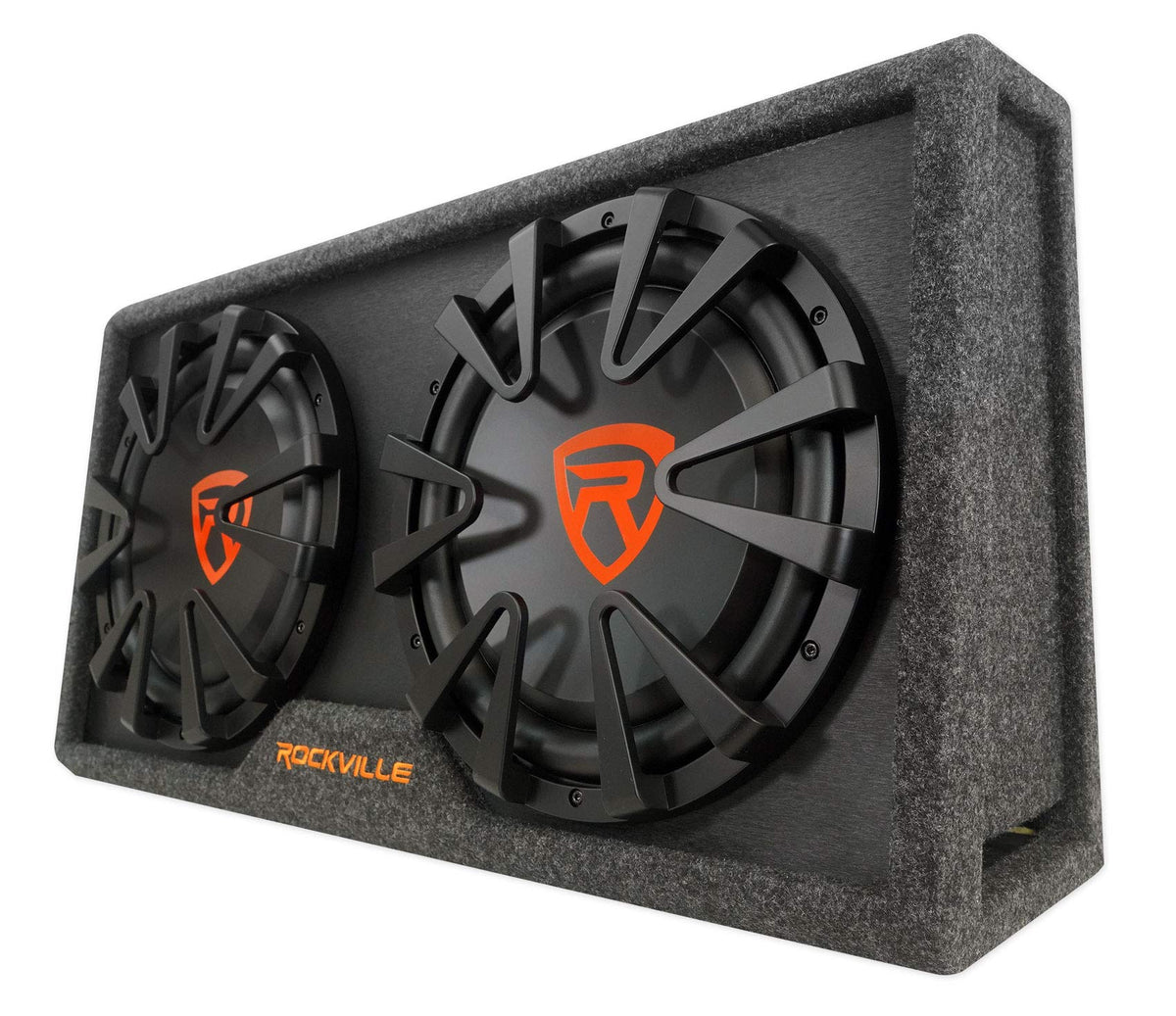 Dual 12" Slim Vented Powered Car Subwoofer Enclosure M490