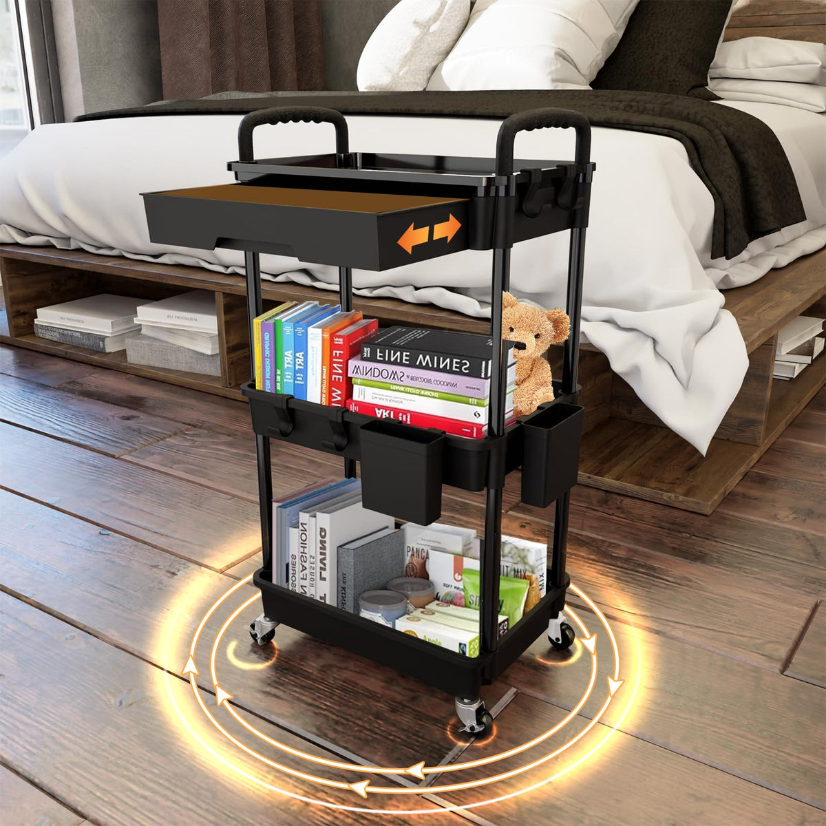 3 Tier Rolling Utility Cart with Drawer U93279