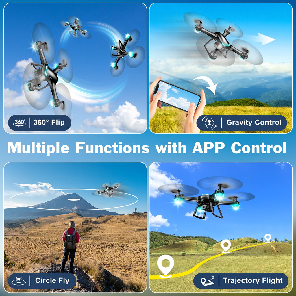 Black 1080P Camera Drone with 2 Batteries N7664