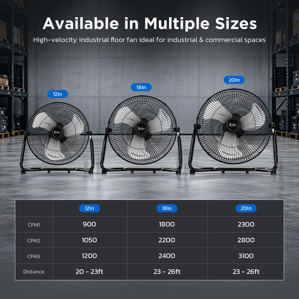 20 Inch 3-Speed Metal Industrial Floor Fans 2-Pack J140511