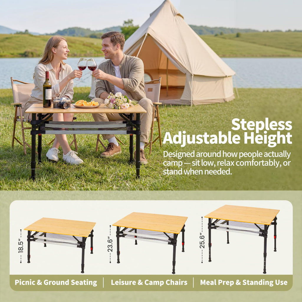 Bamboo Aluminum Folding Camping Table O490