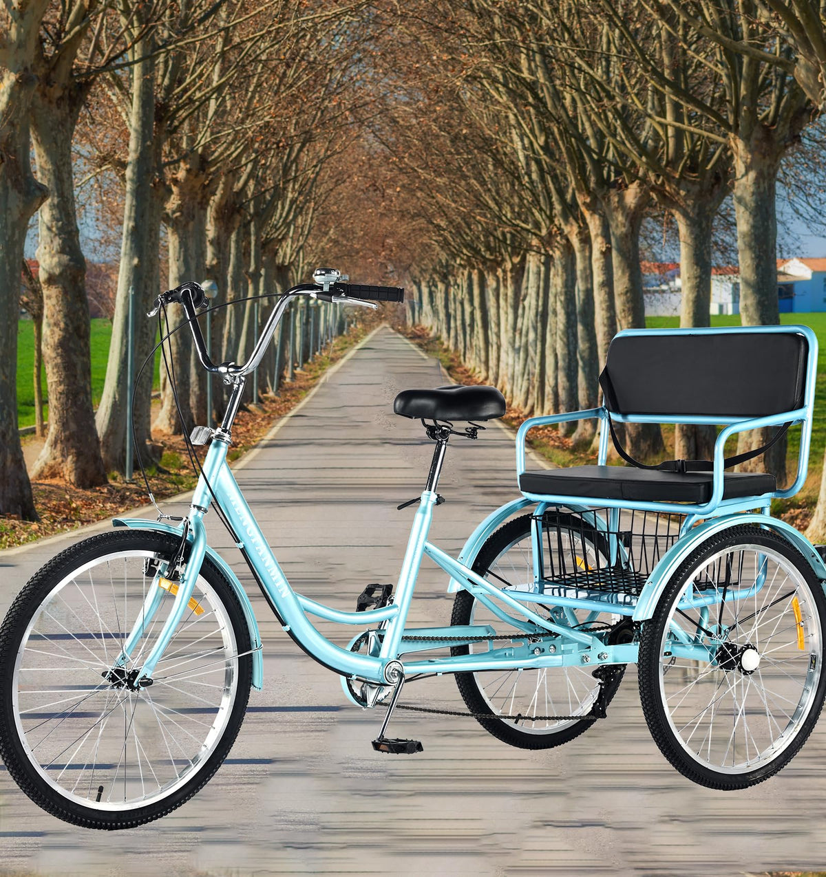 7 Speed Adult Tricycle with Child Seat and Rear Baskets U6788
