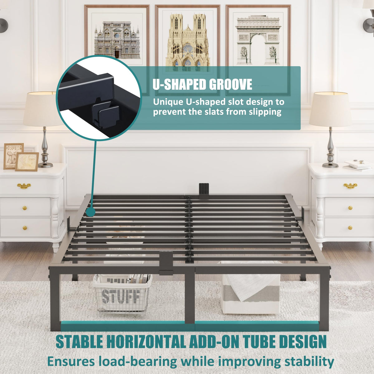 14 Inch Queen Heavy Duty Metal Platform Bed Frame O31143