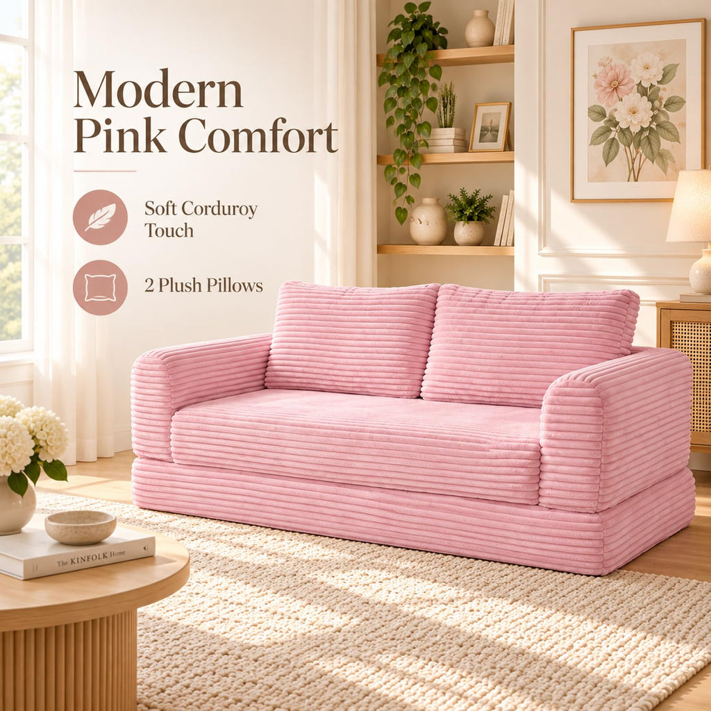 Pink Convertible Sofa Bed S894