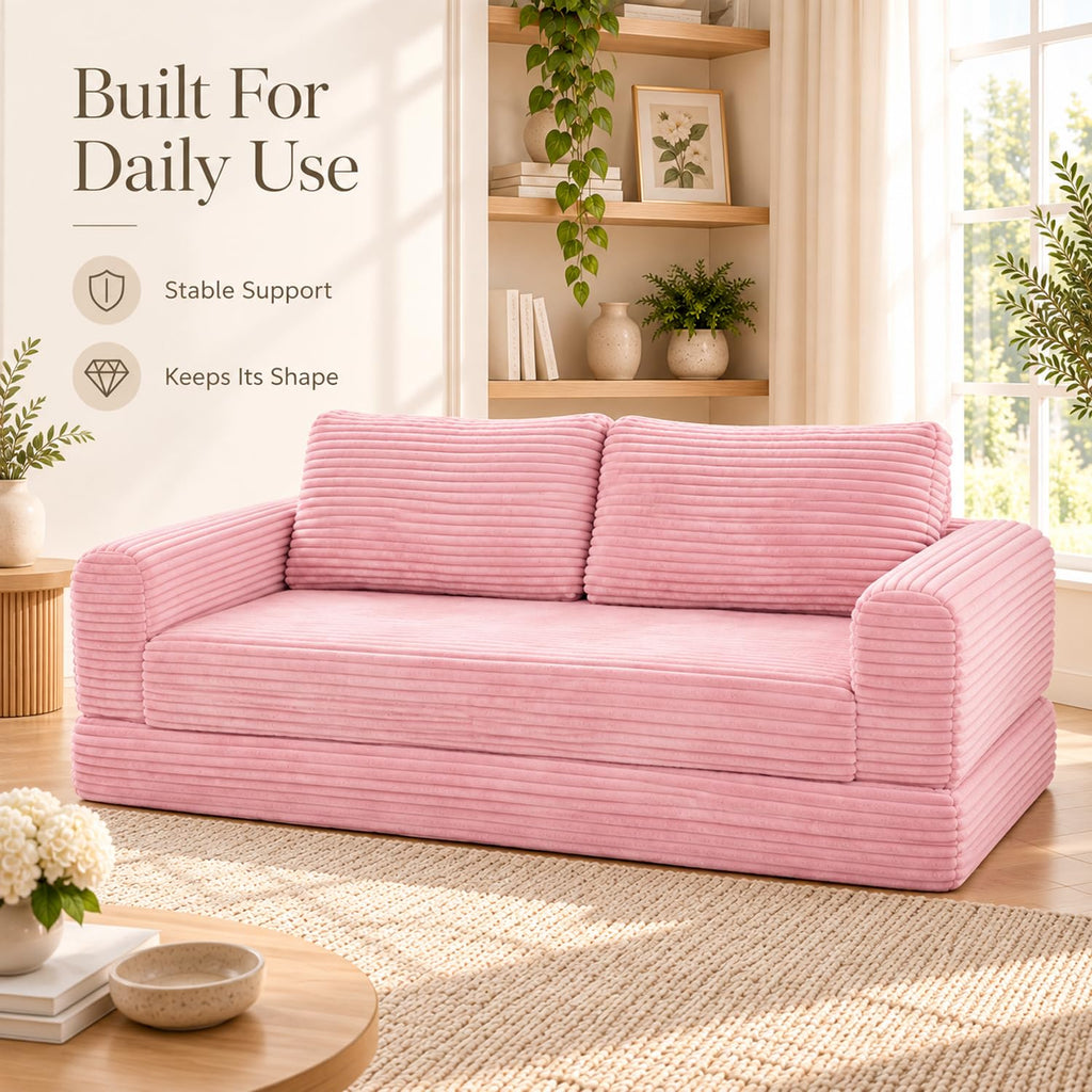 Pink Convertible Sofa Bed S894