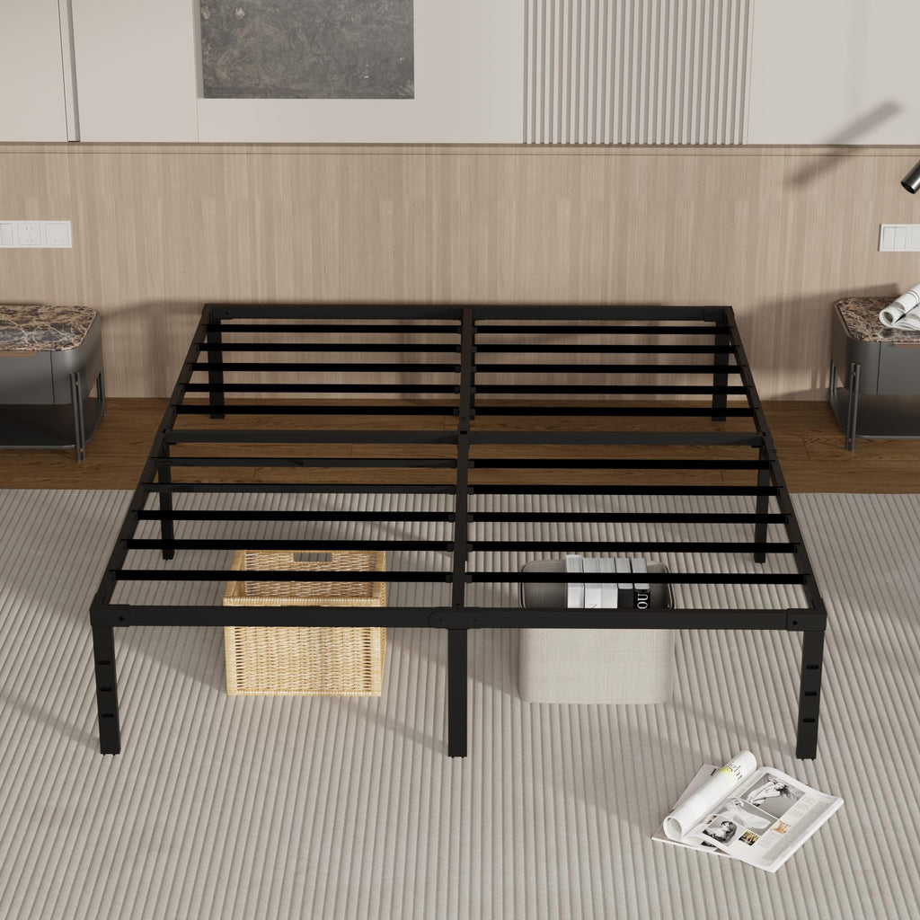 18 Inch Queen Size Metal Platform Bed Frame with Underbed Storage H770176