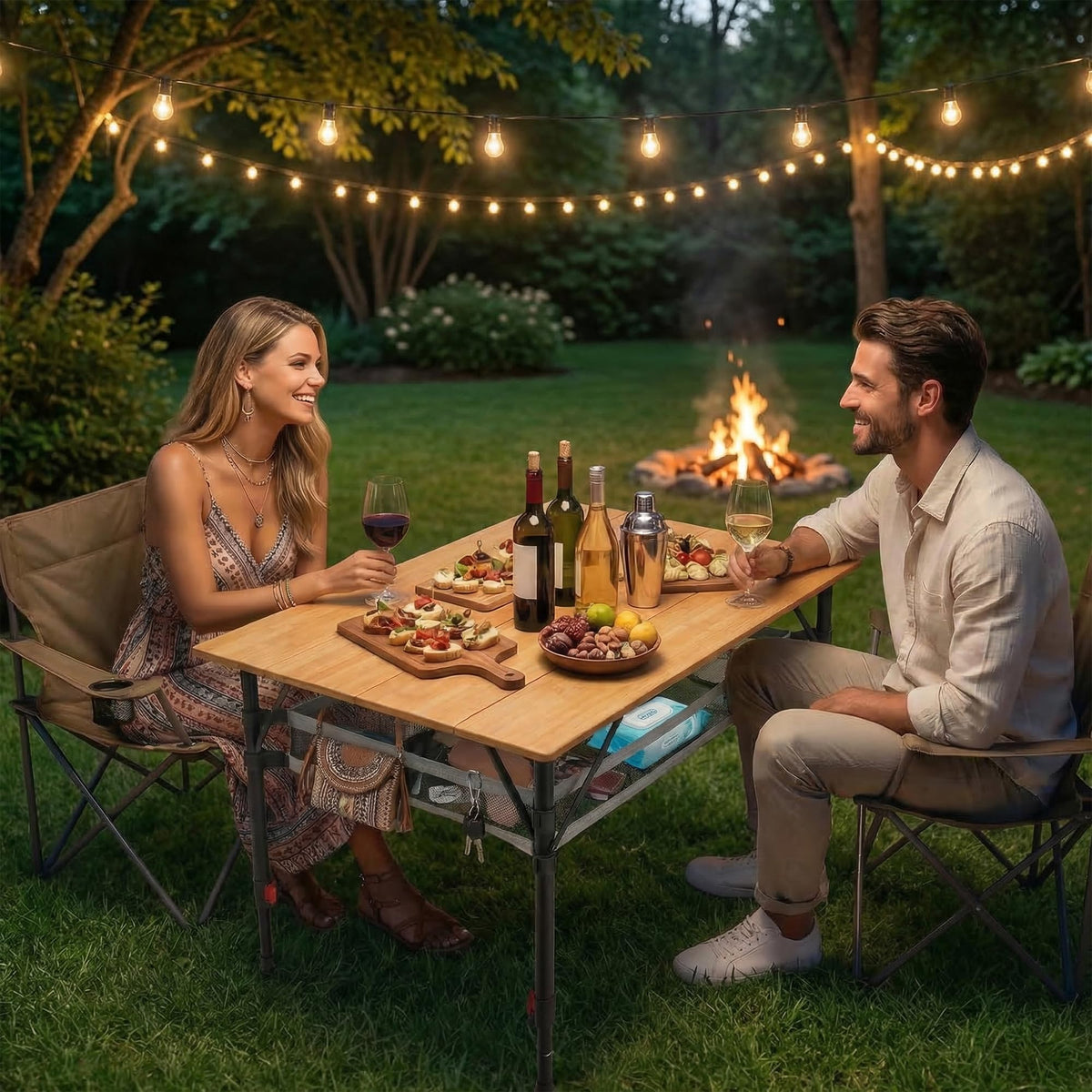 Bamboo Aluminum Folding Camping Table O490