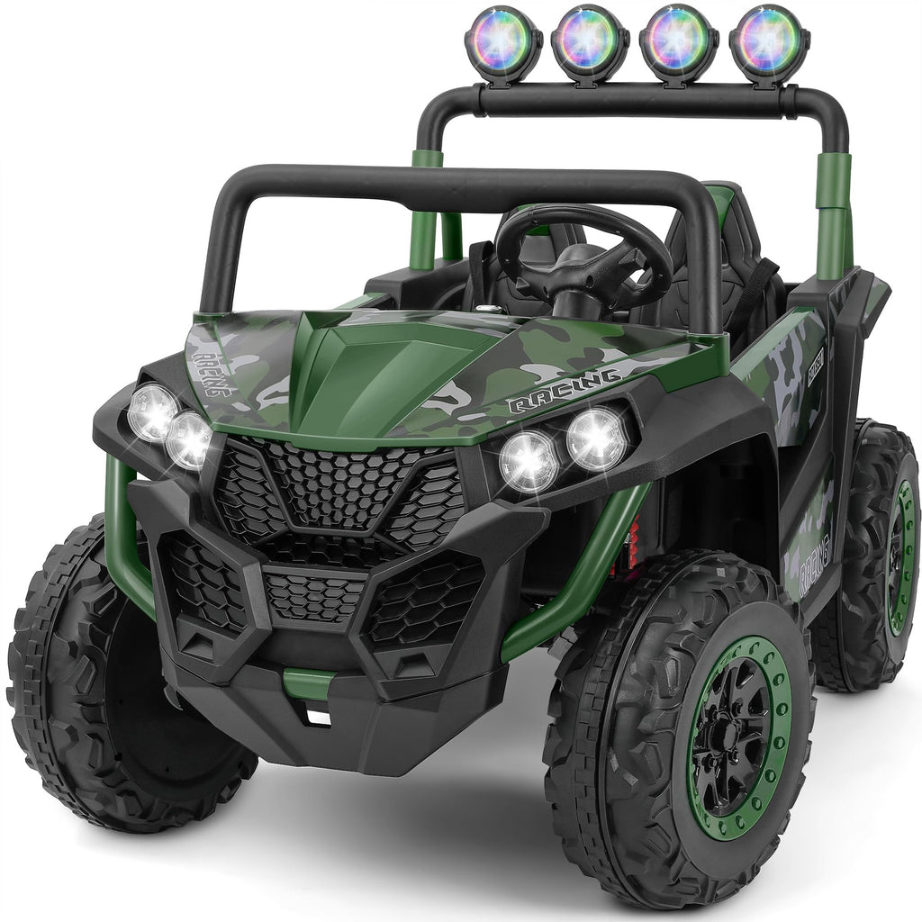 2 Seater 24V Battery Powered Ride on Car with Remote Control, Camouflage Green K637929