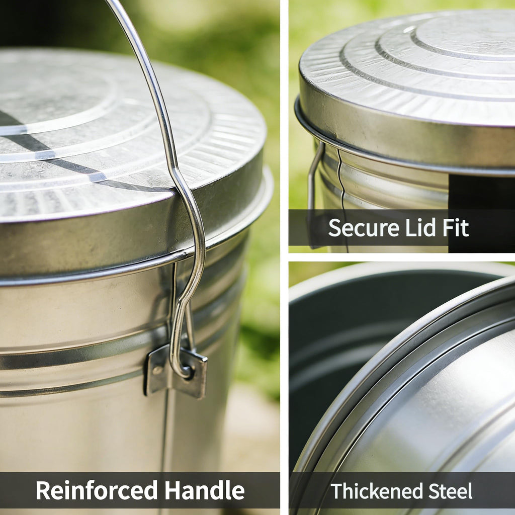 6 Gallon Galvanized Metal Trash Can with Lid S3490