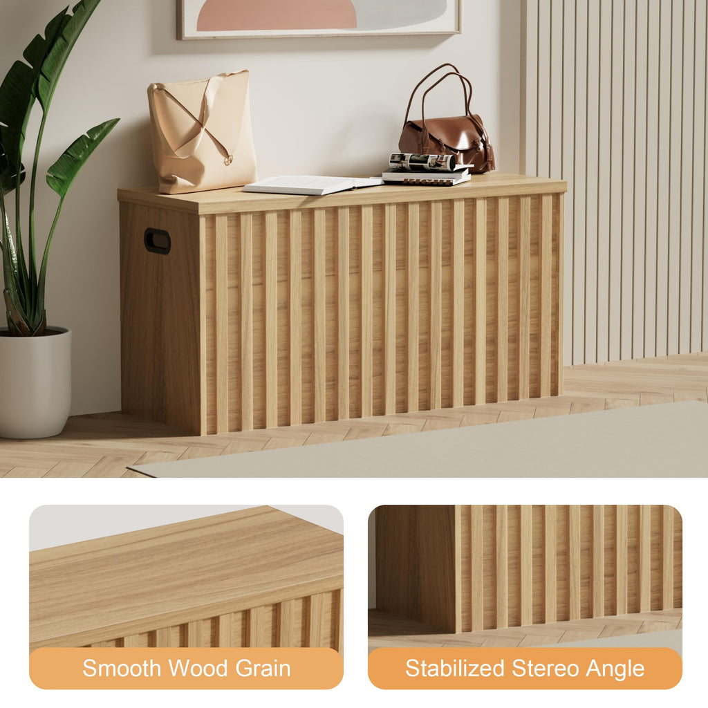 Wood Storage Bench with 2 Safety Hinges C72315
