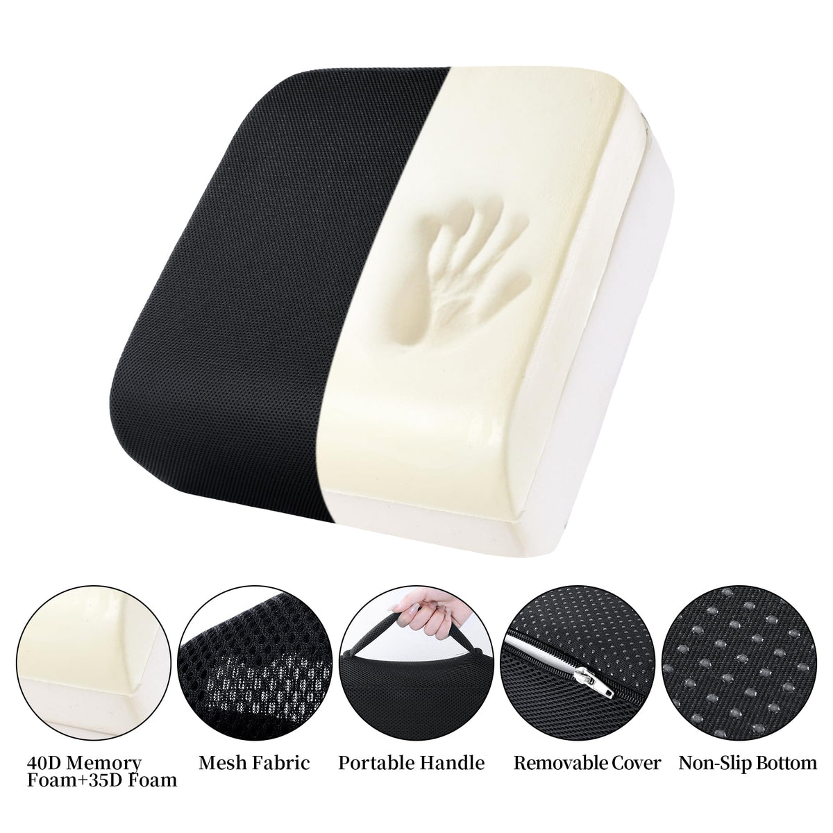 Extra Thick Memory Foam Chair Cushion with Carry Handle Q437413